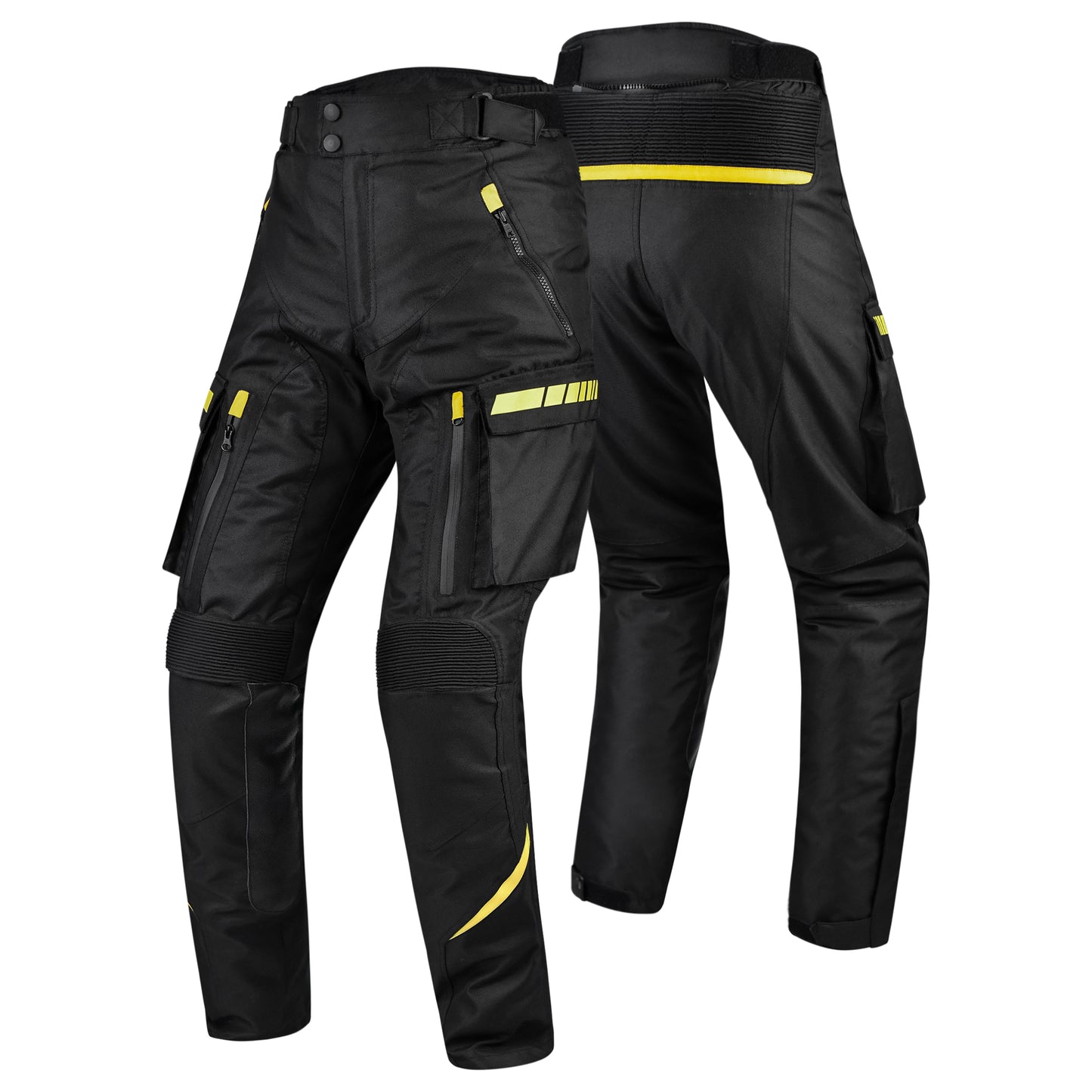 Black Motorcycle Protective Riding Pants with Reflective Accents